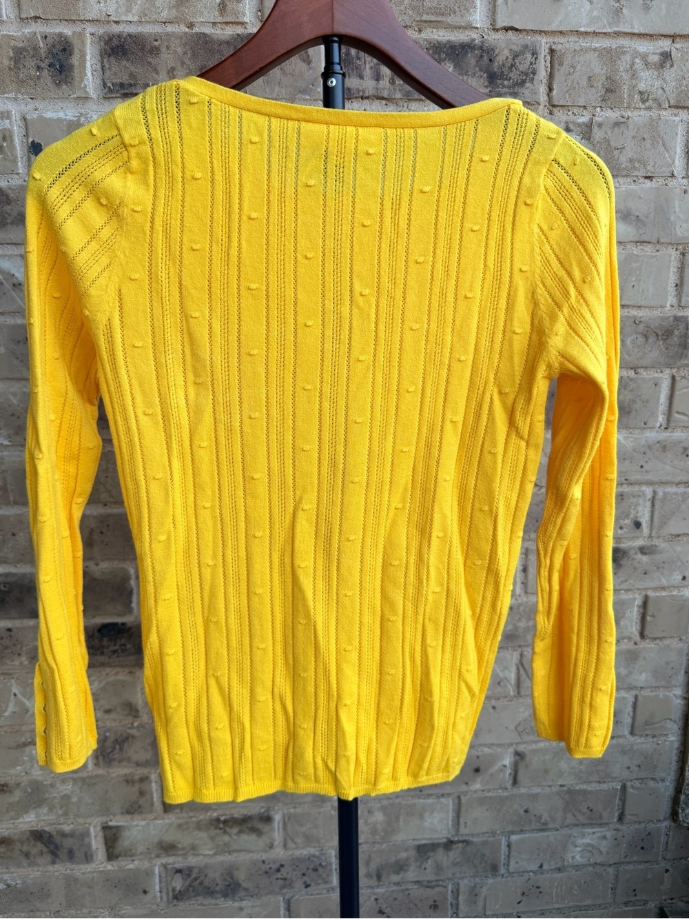 Sezane Bright Yellow Textured Knit Crewneck Sweater size M - Picture 5 of 8